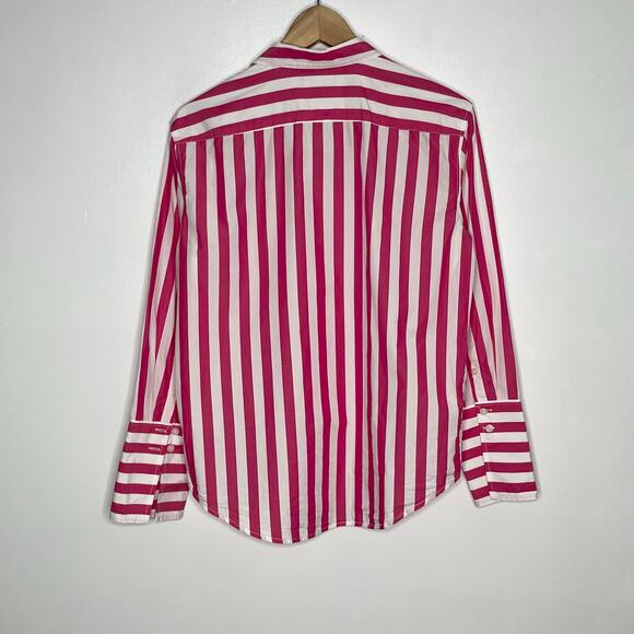 J. Crew Garcon Long Sleeve Button Up Shirt Womens Pink White Stripe Cotton - Picture 8 of 10